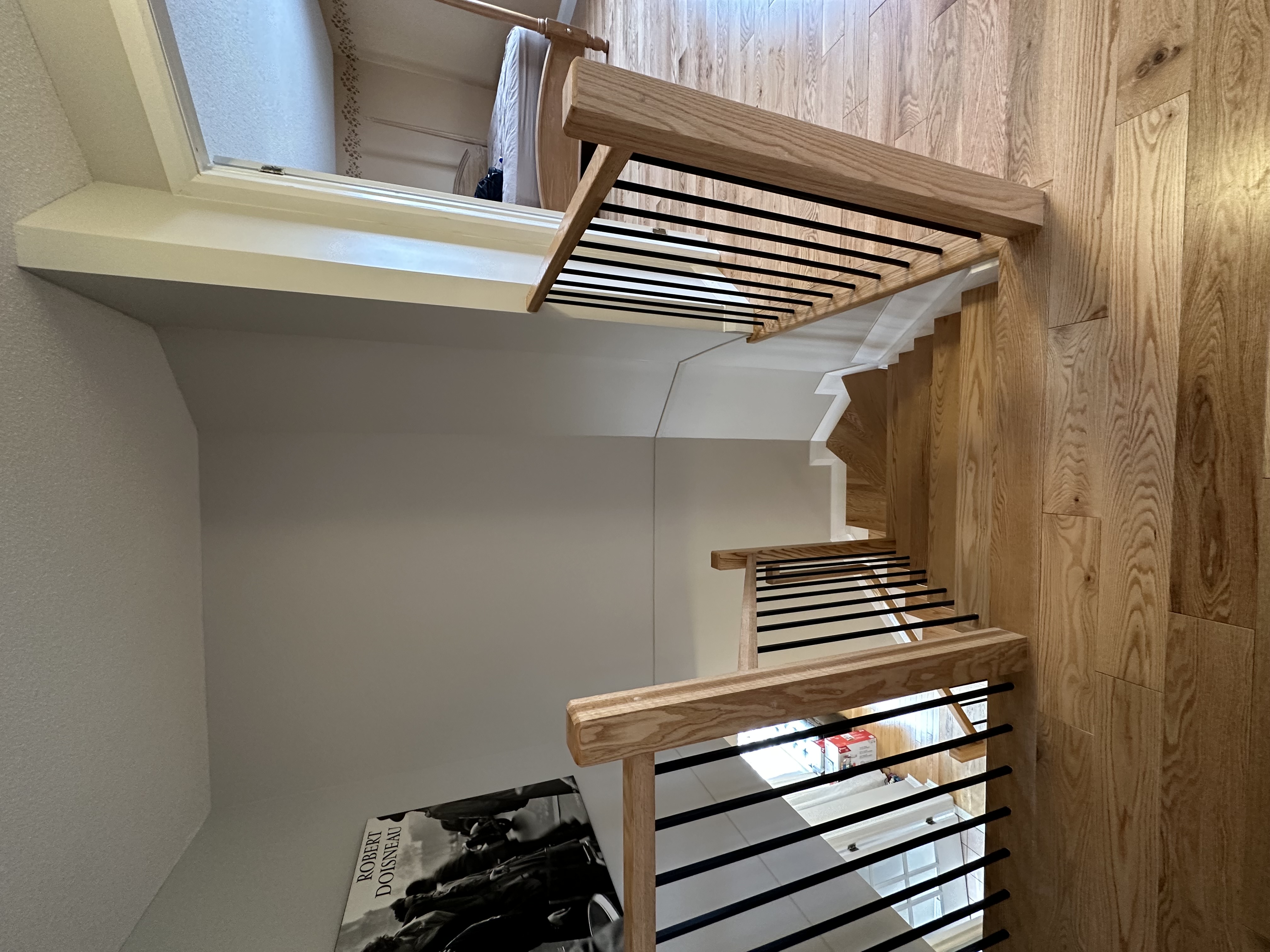 Custom staircase viewed looking down the stairwell